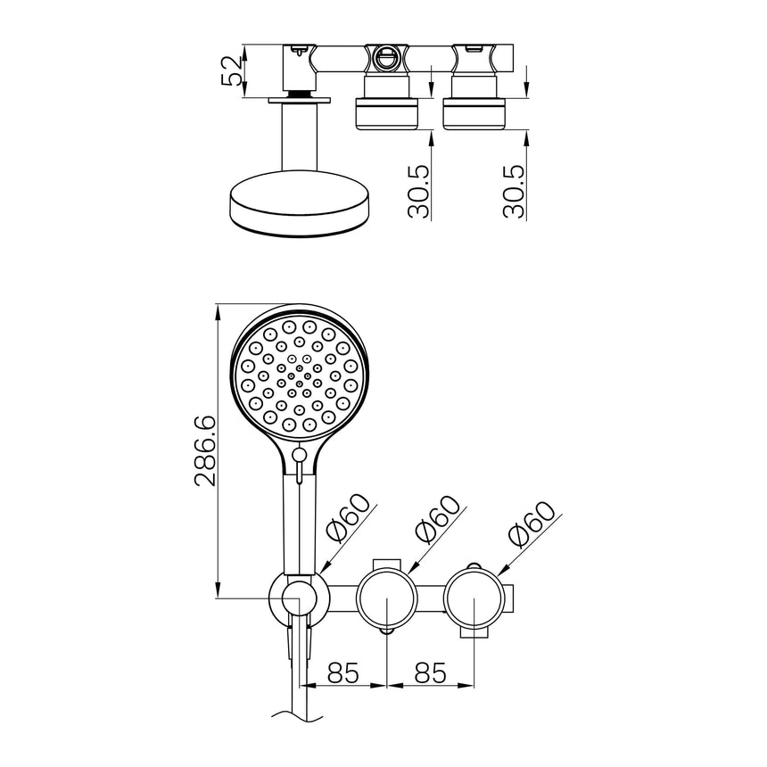 Nero Serenity Progressive Shower System With Arabescato Corchia Handle And Nero Serenity Hand Shower Brushed Bronze Tapware Nero