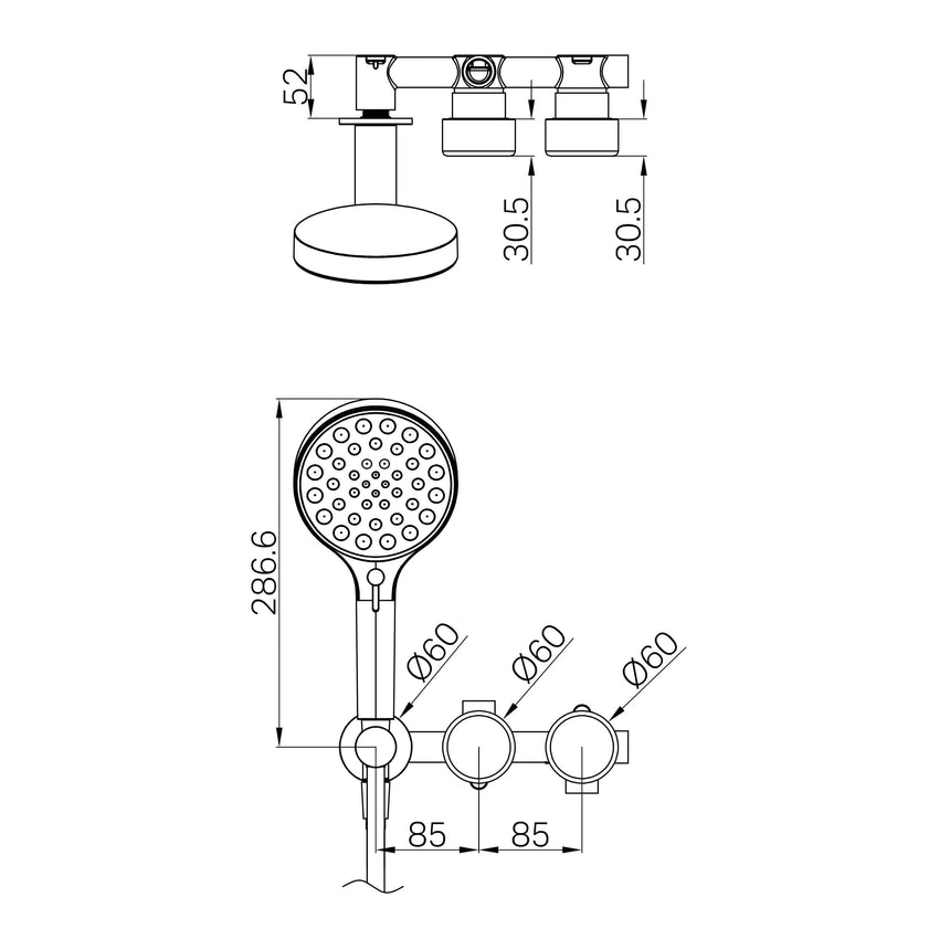 Nero Serenity Progressive Shower System With Metal Handle And Nero Serenity Hand Shower Matte Black Tapware Nero
