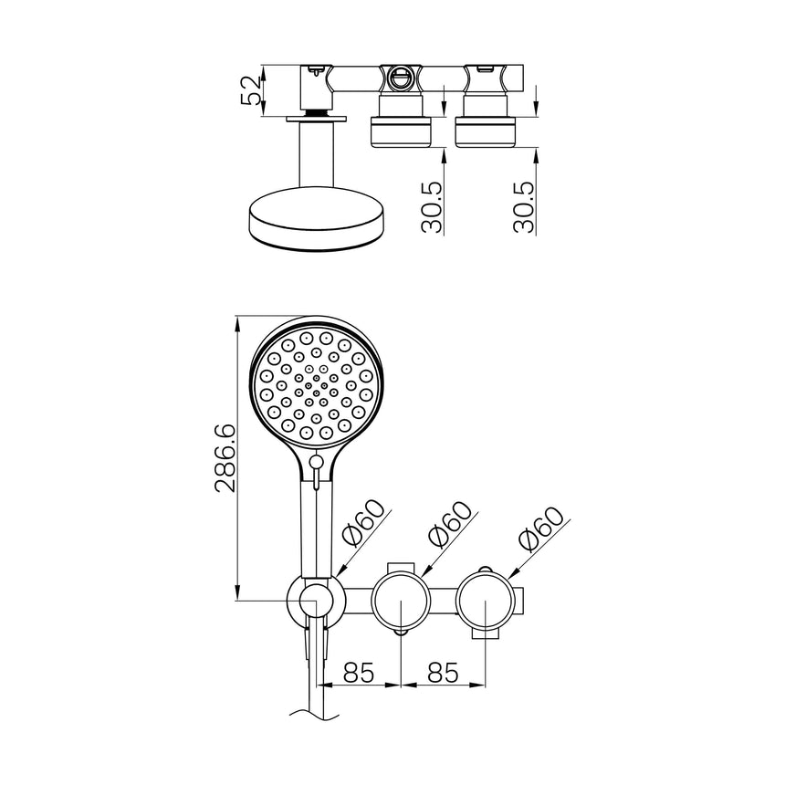 Nero Serenity Progressive Shower System With Marquina Black Handle And Nero Serenity Hand Shower Brushed Bronze Tapware Nero