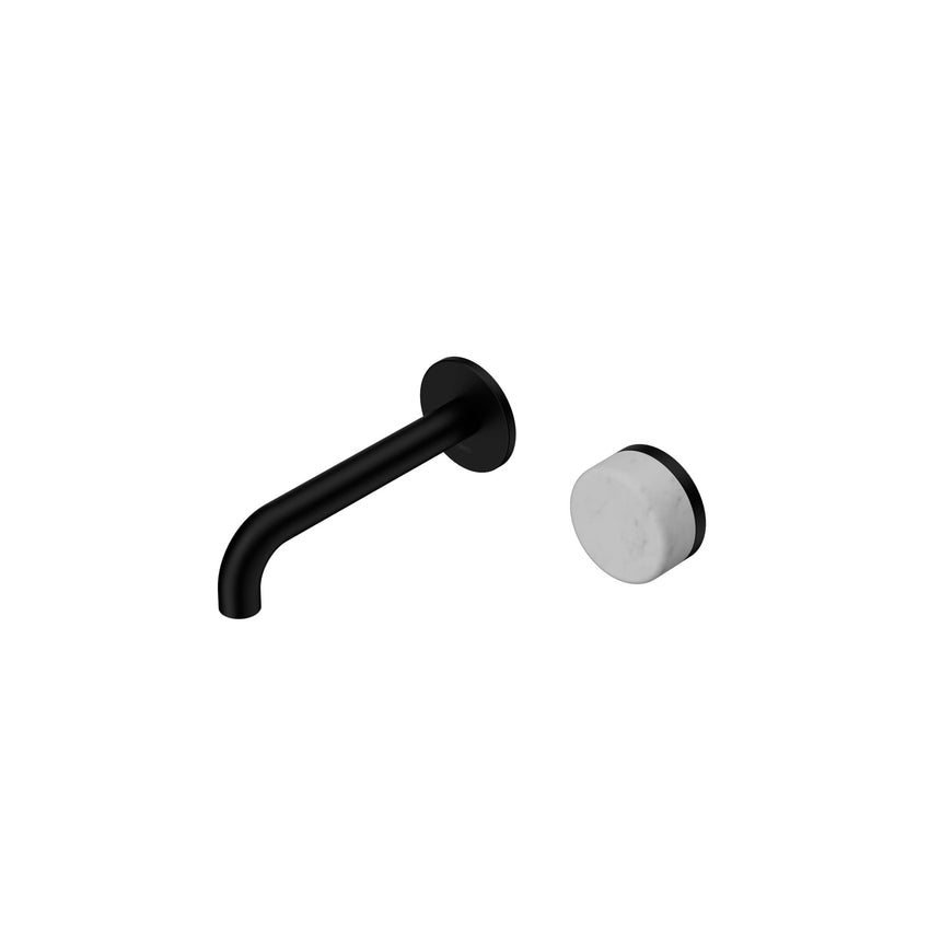 Nero Serenity Progressive Wall Basin Mixer 160mm Spout With Carrara Handle Matte Black Tapware Nero Default Title