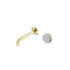 Nero Serenity Progressive Wall Basin Mixer 160mm Spout With Carrara Handle Brushed Gold