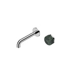 Nero Serenity Progressive Wall Basin Mixer 160mm Spout With Verde Alpi Handle Chrome