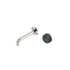 Nero Serenity Progressive Wall Basin Mixer 160mm Spout With Verde Alpi Handle Brushed Nickel