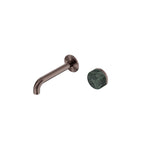 Nero Serenity Progressive Wall Basin Mixer 160mm Spout With Verde Alpi Handle Brushed Bronze