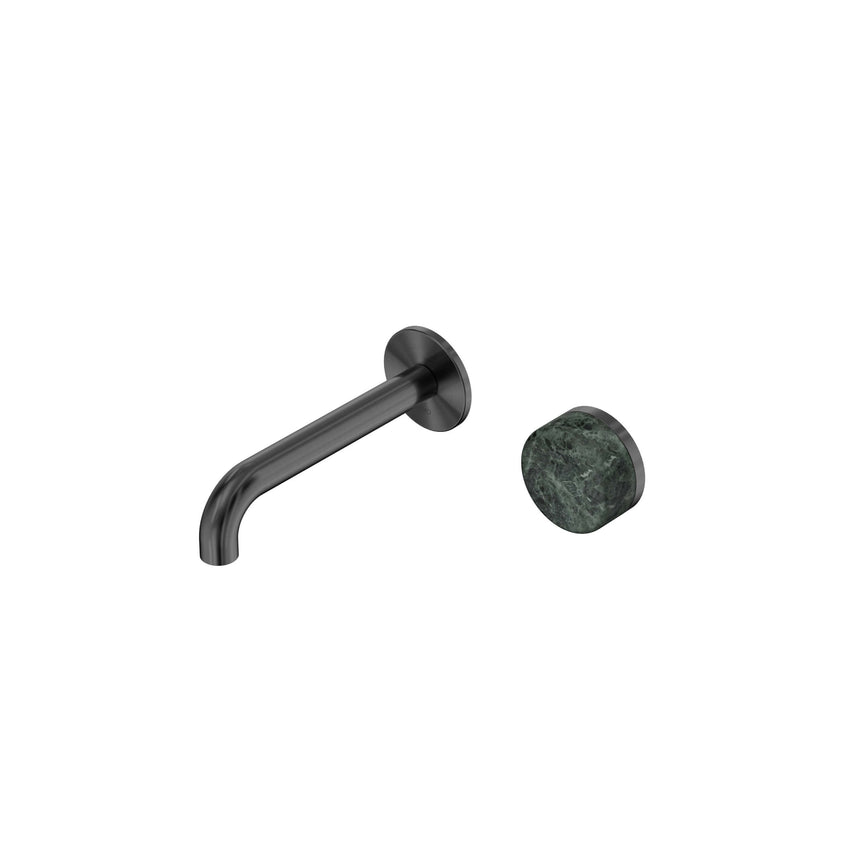 Nero Serenity Progressive Wall Basin Mixer 160mm Spout With Verde Alpi Handle Gun Metal Tapware Nero Default Title