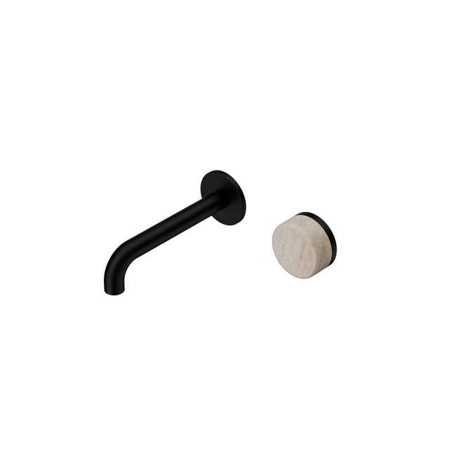 Nero Serenity Progressive Wall Basin Mixer 160mm Spout With Rome Travertine Handle Matte Black Tapware Nero Default Title