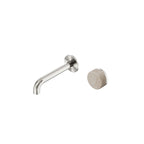 Nero Serenity Progressive Wall Basin Mixer 160mm Spout With Rome Travertine Handle Brushed Nickel