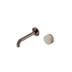 Nero Serenity Progressive Wall Basin Mixer 160mm Spout With Rome Travertine Handle Brushed Bronze