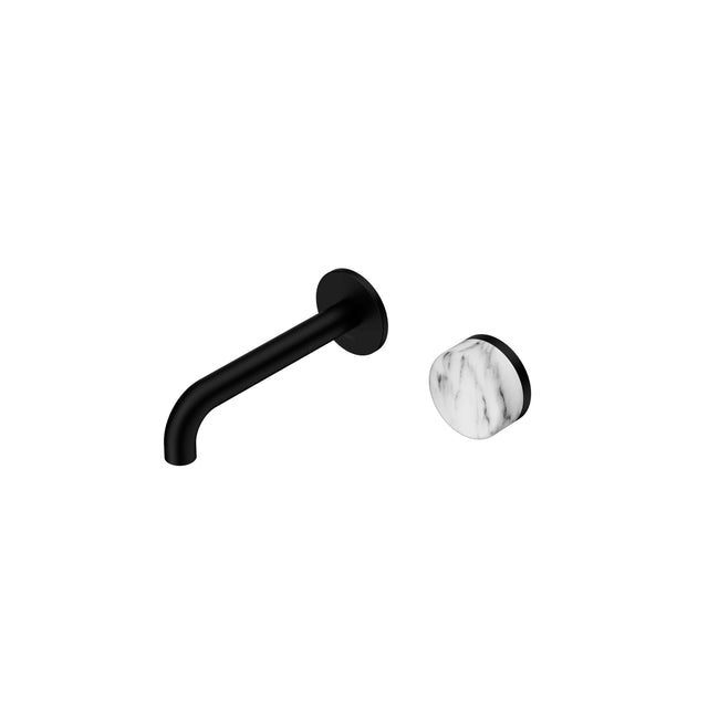 Nero Serenity Progressive Wall Basin Mixer 160mm Spout With Arabescato Corchia Handle Matte Black Tapware Nero Default Title