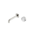 Nero Serenity Progressive Wall Basin Mixer 160mm Spout With Arabescato Corchia Handle Brushed Nickel