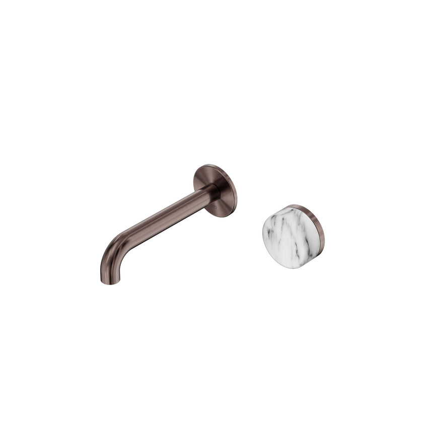 Nero Serenity Progressive Wall Basin Mixer 160mm Spout With Arabescato Corchia Handle Brushed Bronze Tapware Nero Default Title