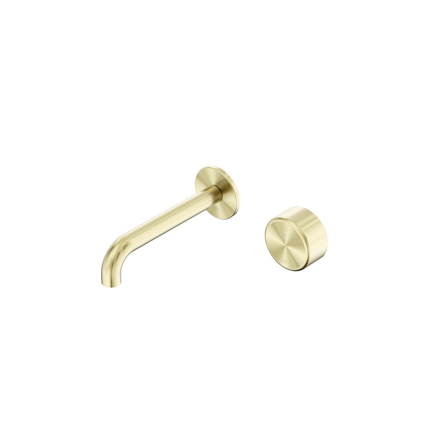 Nero Serenity Progressive Wall Basin Mixer 160mm Spout With Metal Handle Brushed Gold Tapware Nero Default Title