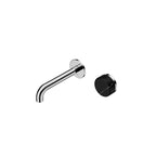 Nero Serenity Progressive Wall Basin Mixer 160mm Spout With Marquina Black Handle Chrome
