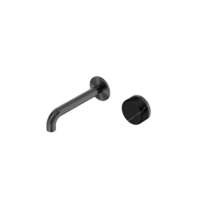 Nero Serenity Progressive Wall Basin Mixer 160mm Spout With Marquina Black Handle Gun Metal Tapware Nero Default Title