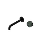 Nero Serenity Progressive Wall Basin Mixer 185mm Spout With Verde Alpi Handle Matte Black