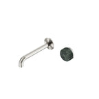 Nero Serenity Progressive Wall Basin Mixer 185mm Spout With Verde Alpi Handle Brushed Nickel