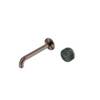 Nero Serenity Progressive Wall Basin Mixer 185mm Spout With Verde Alpi Handle Brushed Bronze