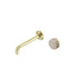 Nero Serenity Progressive Wall Basin Mixer 185mm Spout With Rome Travertine Handle Brushed Gold