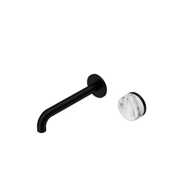Nero Serenity Progressive Wall Basin Mixer 185mm Spout With Arabescato Corchia Handle Matte Black Tapware Nero Default Title