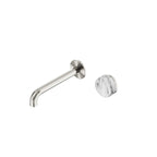 Nero Serenity Progressive Wall Basin Mixer 185mm Spout With Arabescato Corchia Handle Brushed Nickel
