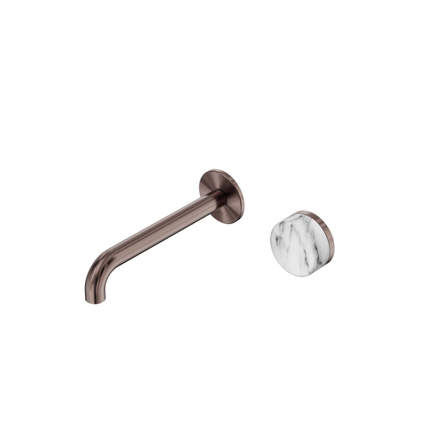 Nero Serenity Progressive Wall Basin Mixer 185mm Spout With Arabescato Corchia Handle Brushed Bronze Tapware Nero Default Title
