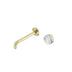 Nero Serenity Progressive Wall Basin Mixer 185mm Spout With Arabescato Corchia Handle Brushed Gold