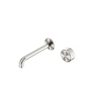 Nero Serenity Progressive Wall Basin Mixer 185mm Spout With Metal Handle Brushed Nickel