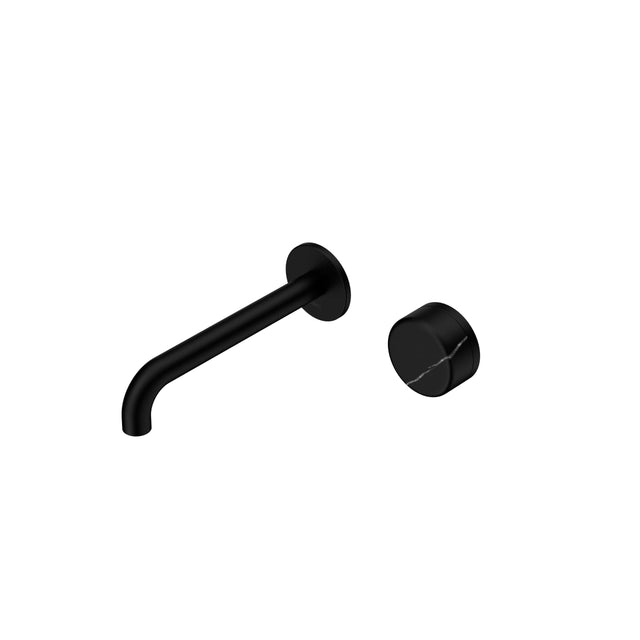 Nero Serenity Progressive Wall Basin Mixer 185mm Spout With Marquina Black Handle Matte Black Tapware Nero Default Title