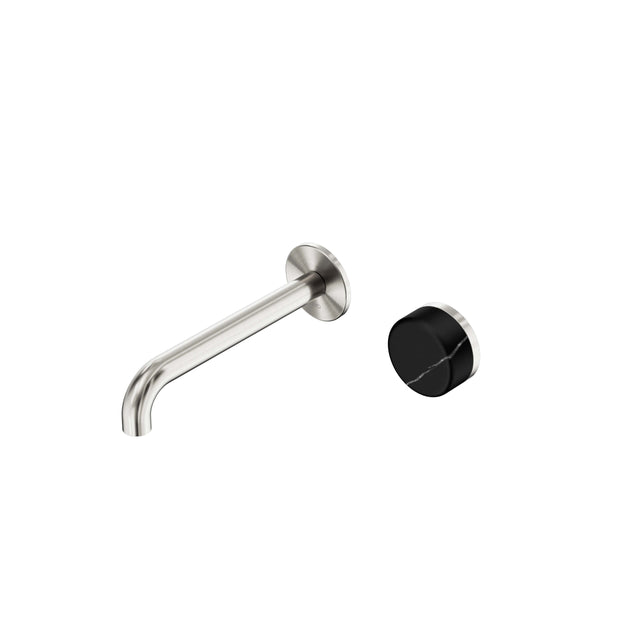 Nero Serenity Progressive Wall Basin Mixer 185mm Spout With Marquina Black Handle Brushed Nickel Tapware Nero Default Title