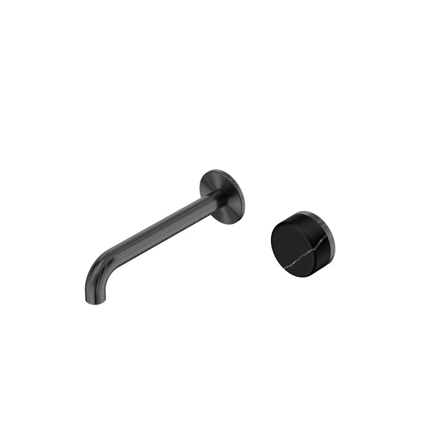 Nero Serenity Progressive Wall Basin Mixer 185mm Spout With Marquina Black Handle Gun Metal Tapware Nero Default Title