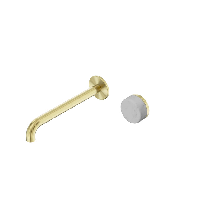 Nero Serenity Progressive Wall Basin Mixer 220mm Spout With Carrara Handle Brushed Gold Tapware Nero Default Title
