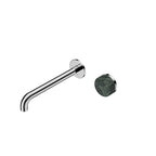 Nero Serenity Progressive Wall Basin Mixer 220mm Spout With Verde Alpi Handle Chrome