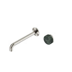 Nero Serenity Progressive Wall Basin Mixer 220mm Spout With Verde Alpi Handle Brushed Nickel