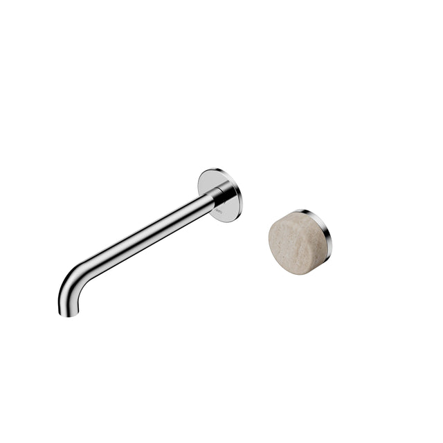 Nero Serenity Progressive Wall Basin Mixer 220mm Spout With Rome Travertine Handle Chrome Tapware Nero Default Title