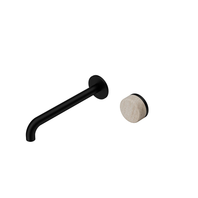 Nero Serenity Progressive Wall Basin Mixer 220mm Spout With Rome Travertine Handle Matte Black Tapware Nero Default Title