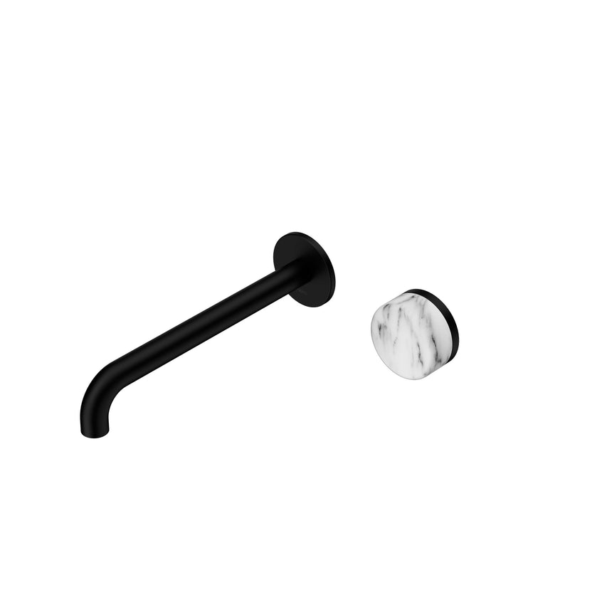 Nero Serenity Progressive Wall Basin Mixer 220mm Spout With Arabescato Corchia Handle Matte Black Tapware Nero Default Title