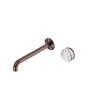 Nero Serenity Progressive Wall Basin Mixer 220mm Spout With Arabescato Corchia Handle Brushed Bronze