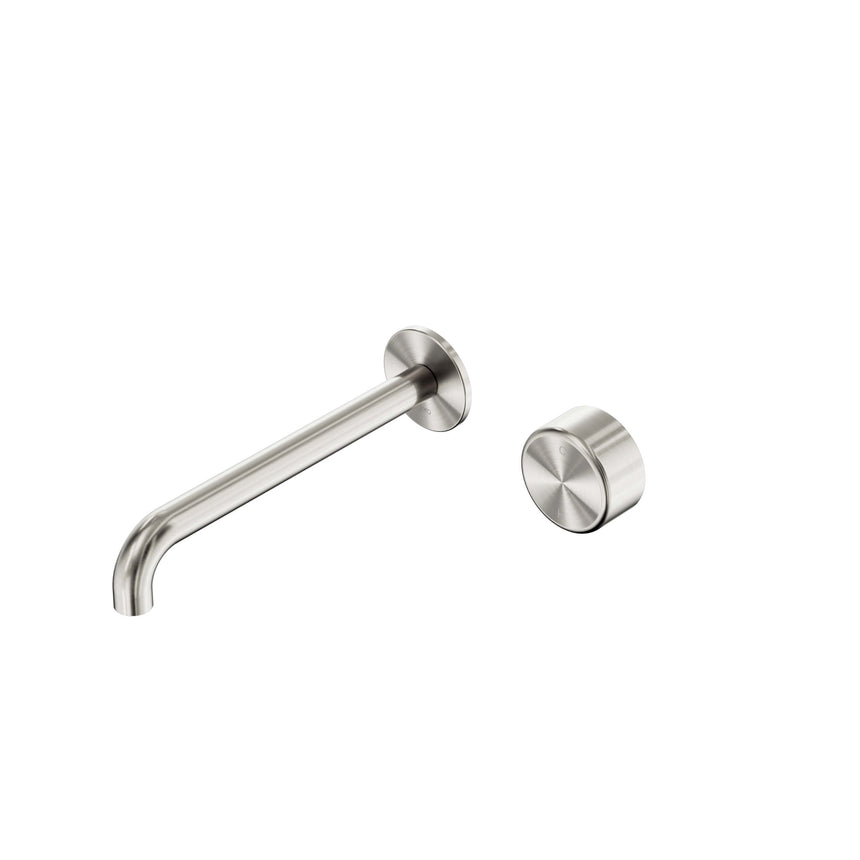 Nero Serenity Progressive Wall Basin Mixer 220mm Spout With Metal Handle Brushed Nickel Tapware Nero Default Title
