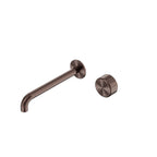 Nero Serenity Progressive Wall Basin Mixer 220mm Spout With Metal Handle Brushed Bronze