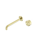 Nero Serenity Progressive Wall Basin Mixer 220mm Spout With Metal Handle Brushed Gold