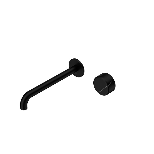 Nero Serenity Progressive Wall Basin Mixer 220mm Spout With Marquina Black Handle Matte Black Tapware Nero Default Title