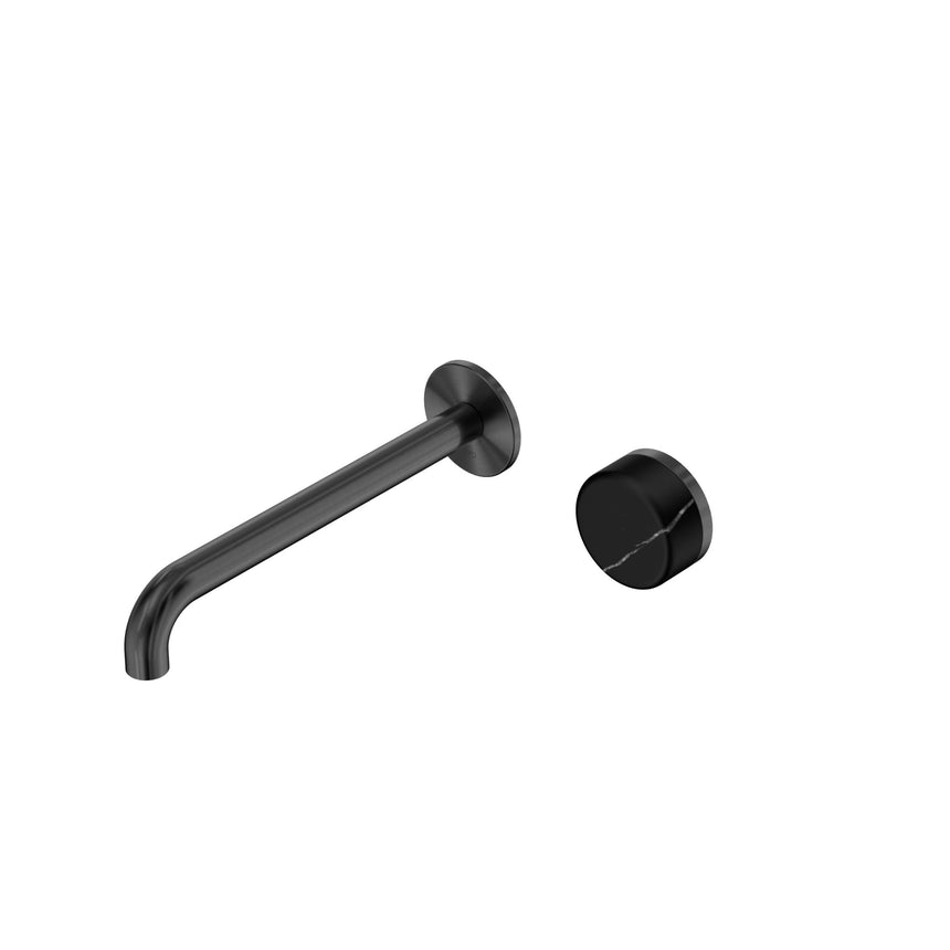 Nero Serenity Progressive Wall Basin Mixer 220mm Spout With Marquina Black Handle Gun Metal Tapware Nero Default Title