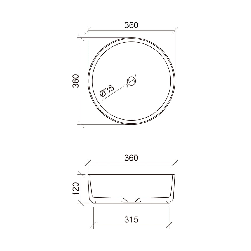 Diamond Basin 360mm Matt White Bathroom Basin Timberline