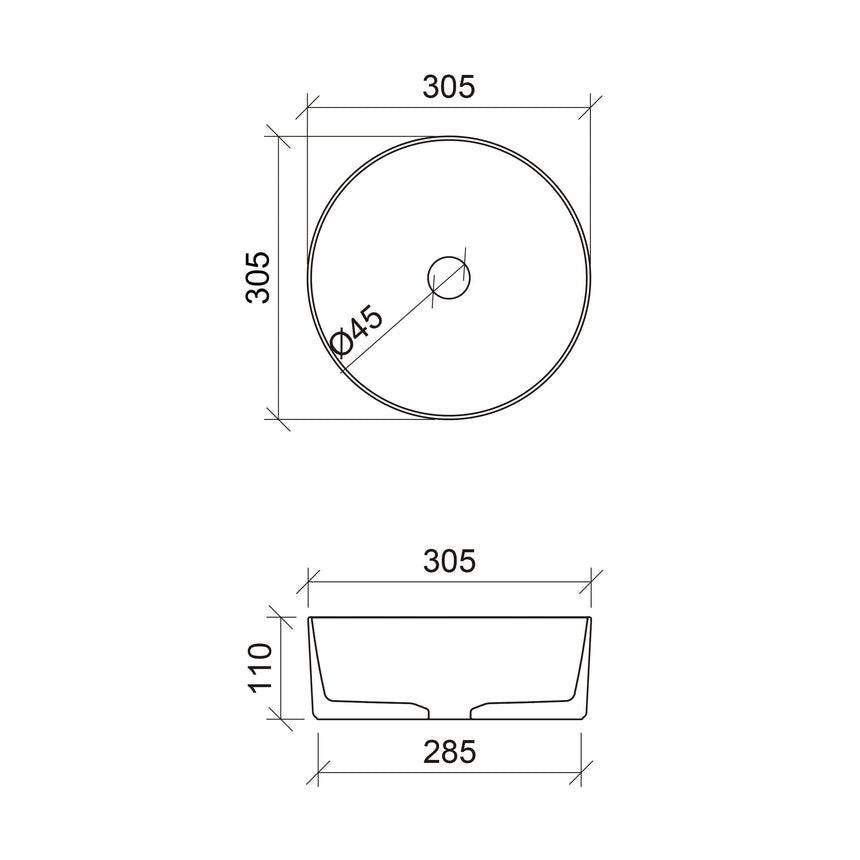 Gem Basin 305mm Gloss White Bathroom Basin Timberline