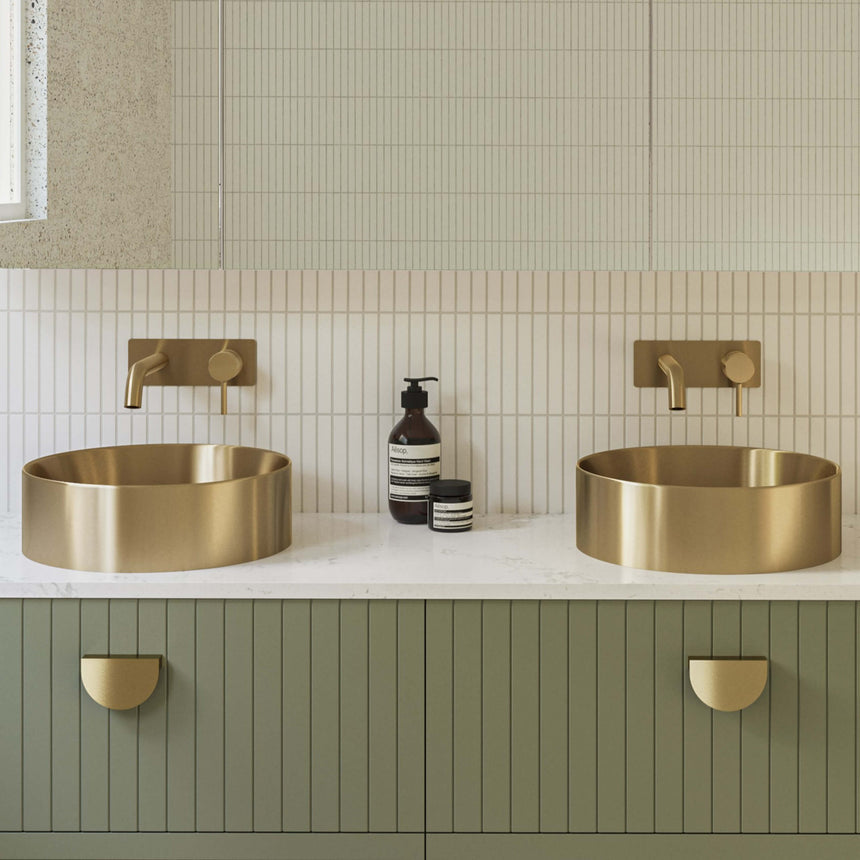 Luxe Basin 360mm Brushed Gold Bathroom Basin Timberline