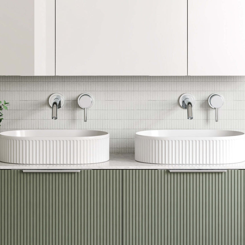 Oval Flute Basin 490mm Gloss White Bathroom Basin Timberline