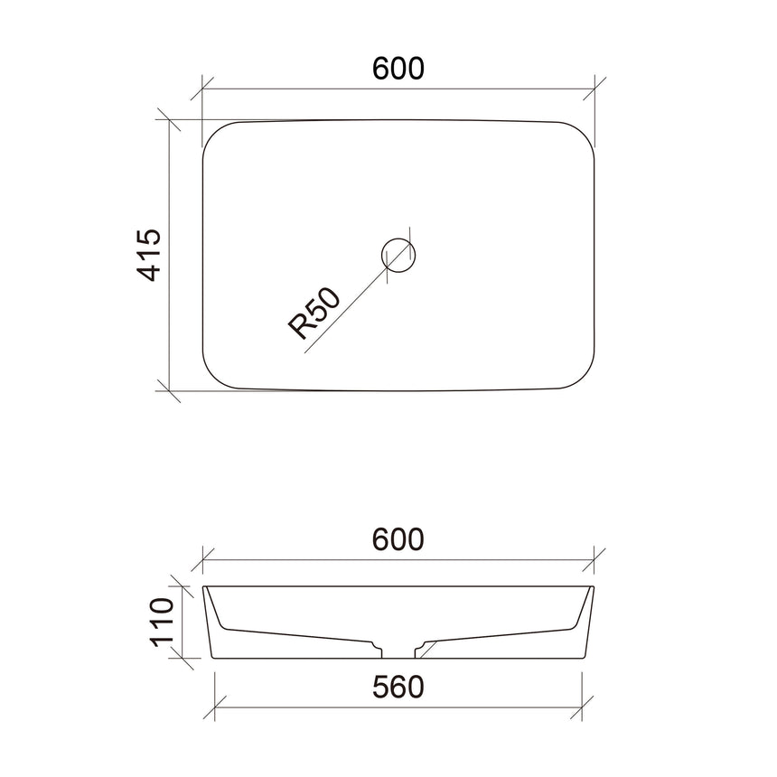 Quill Basin 600mm Gloss White Bathroom Basin Timberline