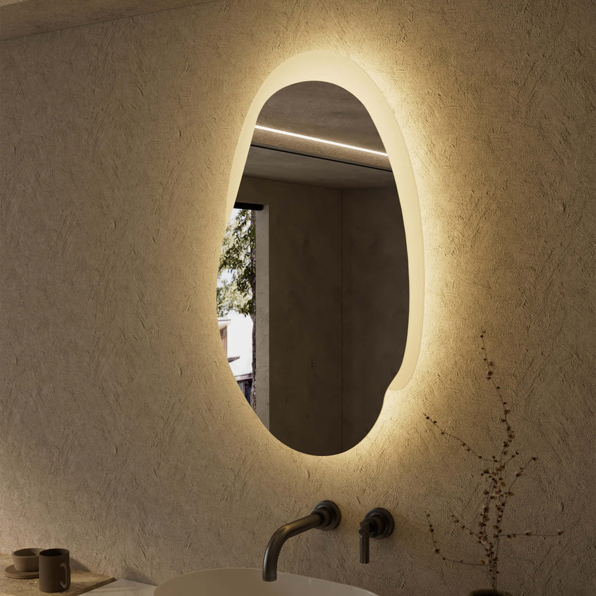 Aulic Evanston LED Mirror 530mm with Matte White Acrylic Edge LED Frameless Mirror Aulic