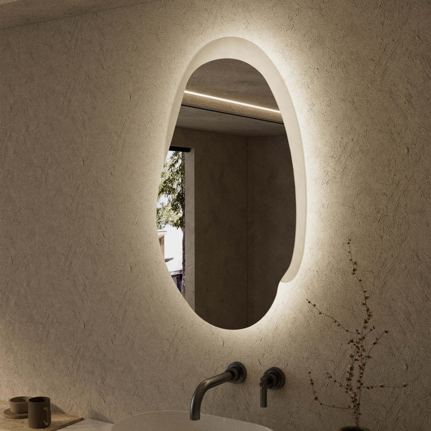 Aulic Evanston LED Mirror 530mm with Matte Grey Acrylic Edge LED Frameless Mirror Aulic