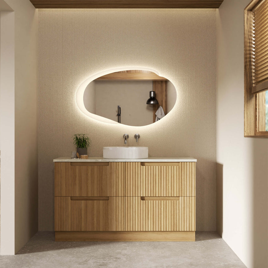 Aulic Evanston LED Mirror 1100mm with Matte White Acrylic Edge LED Frameless Mirror Aulic